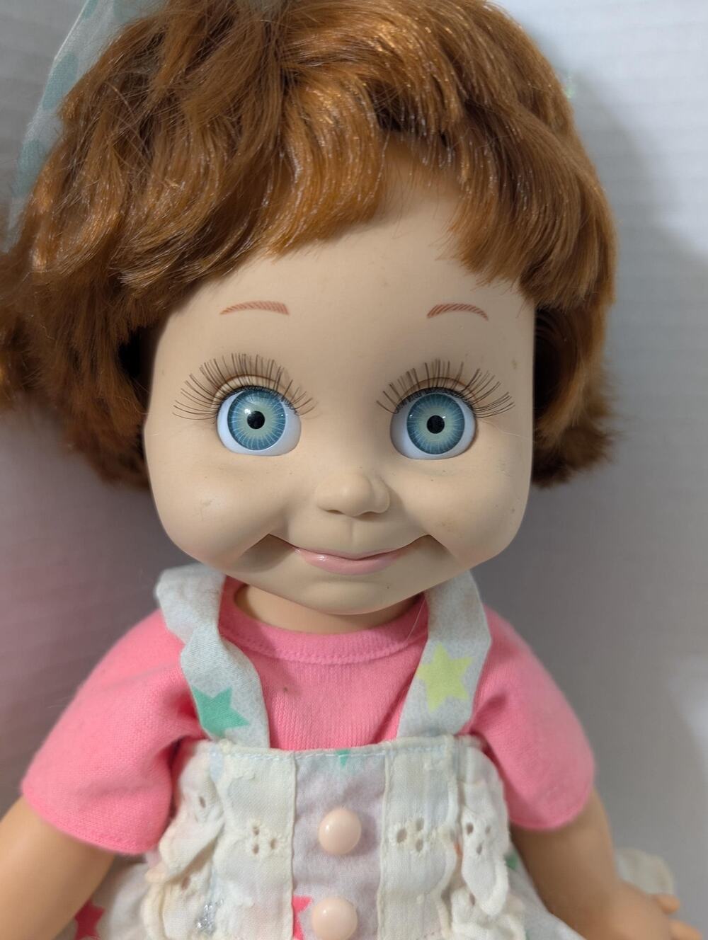 Vintage 1990 Galoob Baby Face Doll So Happy Heidi Red Hair